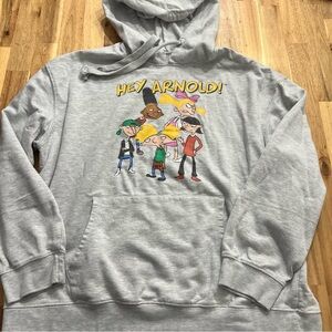 Nickelodeon Hey Arnold! Graphic Hoodie Gray Sweatshirt 3XL XXXL Cartoon Pullover